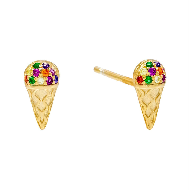 Multi-Color Ice Cream Cone Stud Earring - Adina Eden's Jewels