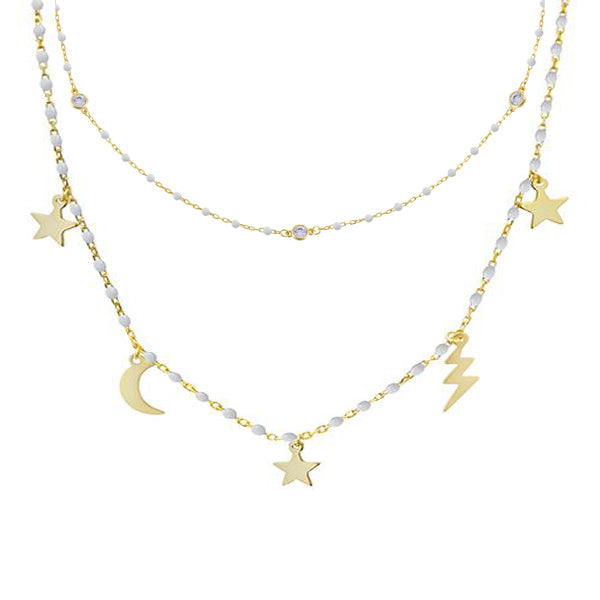  CZ Enamel Celestial Necklace Combo Set - Adina Eden's Jewels