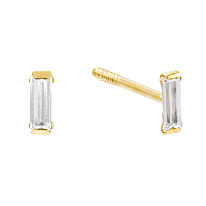 14K Gold Baguette Stud Earring 14K - Adina Eden's Jewels