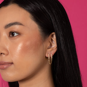  Double Pearl Chain Huggie Earring - Adina Eden's Jewels