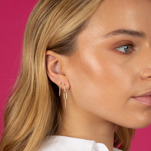  Double Pavé Paperclip Drop Stud Earring - Adina Eden's Jewels