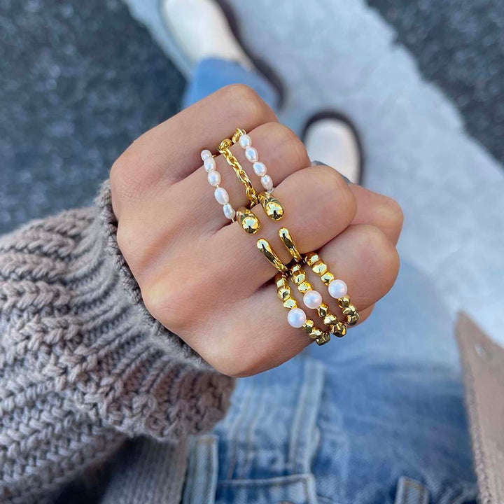  Tiny Pearl Adjustable Ring - Adina Eden's Jewels