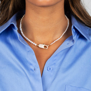  Multi Pearl Pave Clasp Necklace - Adina Eden's Jewels
