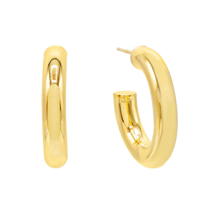 Gold / 35 MM Thick Hollow Hoop Earring - Adina Eden's Jewels