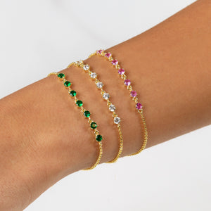  Colored Half Tennis Chain Bracelet - Adina Eden's Jewels