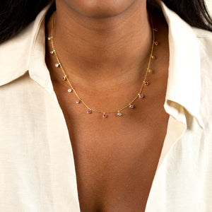  Ombré Colored Stone Chain Necklace - Adina Eden's Jewels