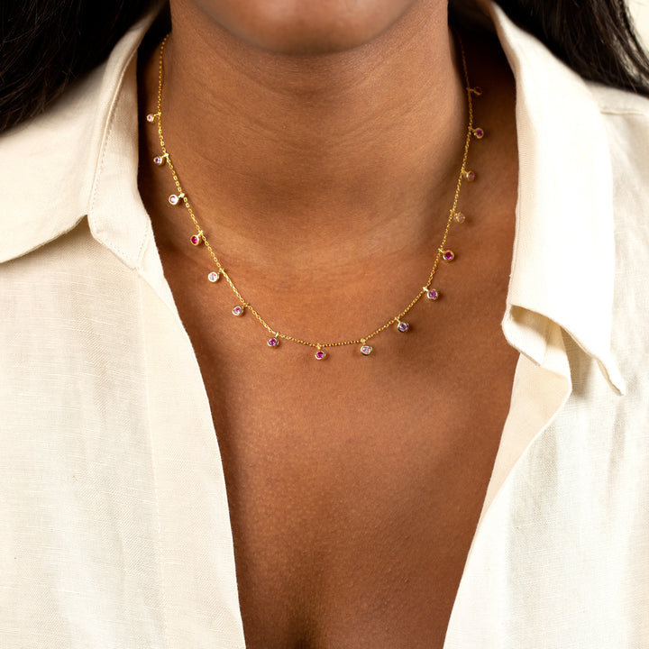  Ombré Colored Stone Chain Necklace - Adina Eden's Jewels