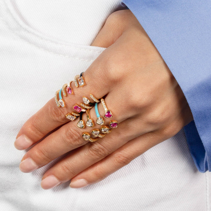  Colored Multi-Shape Open Enamel Ring - Adina Eden's Jewels