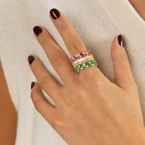  Baguette x Solitaire Double Row Eternity Band - Adina Eden's Jewels