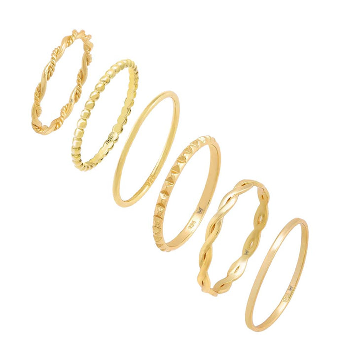 Gold / 5 Ultra Solid Ring Combo Set - Adina Eden's Jewels