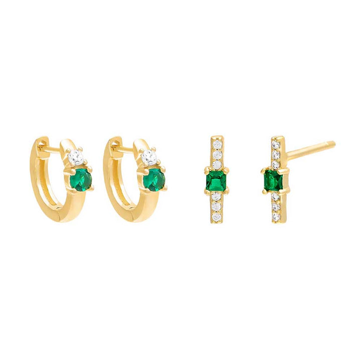 Emerald Green CZ x Colored Earring Combo Set - Adina Eden's Jewels