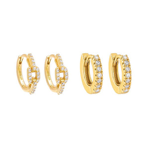 Gold Dainty Pavé Huggie Earring Combo Set - Adina Eden's Jewels