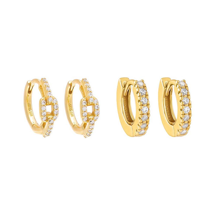 Gold Dainty Pavé Huggie Earring Combo Set - Adina Eden's Jewels