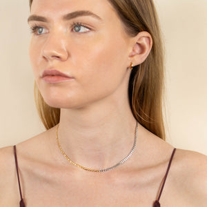  Thin Two Tone Figaro X Cuban Necklace - Adina Eden's Jewels