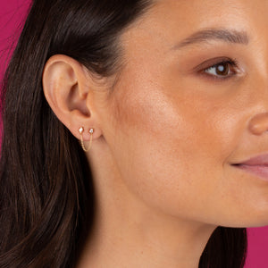  Teardrop Diamond Double Chain Stud Earring 14K - Adina Eden's Jewels