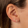  Mini Crescent Moon Threaded Ball Stud Earring - Adina Eden's Jewels