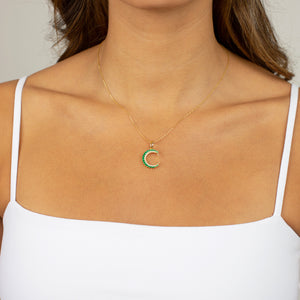  Colored Half Circle 3 Prong CZ Necklace - Adina Eden's Jewels