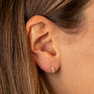  Pavé Mini Cross Threaded Ball Stud Earring - Adina Eden's Jewels