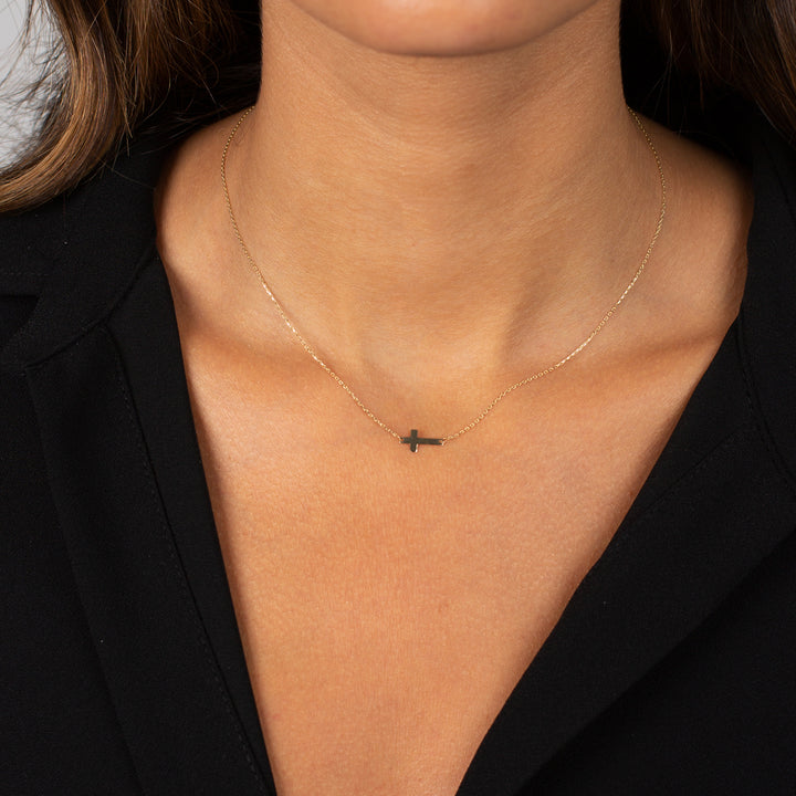 14k gold mini discount cross necklace