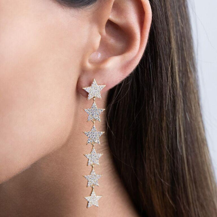  Pavé Star Drop Stud Earring - Adina Eden's Jewels