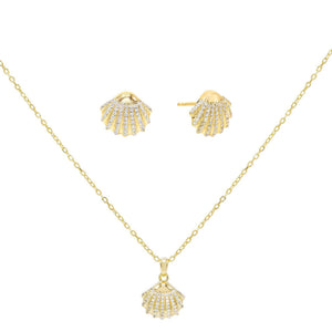 Gold Pavé Shell Combo Set - Adina Eden's Jewels