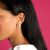  Pave X Baguette On The Ear Loop Stud Earring - Adina Eden's Jewels