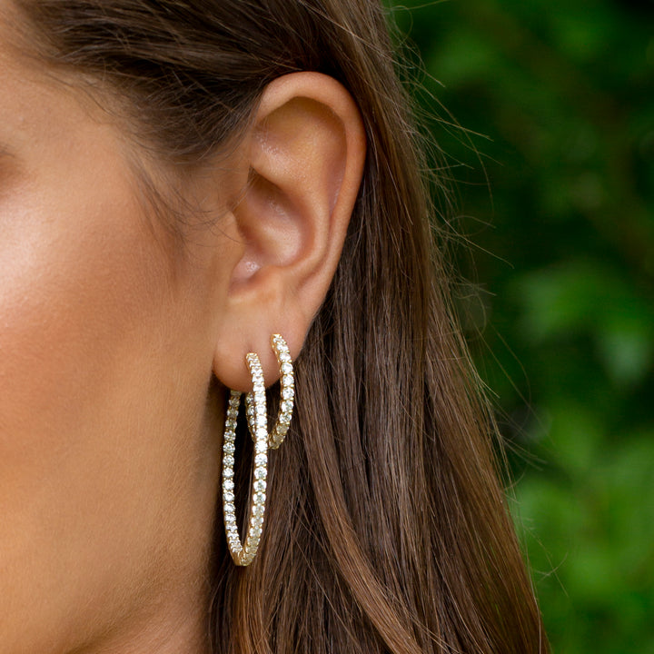  CZ Thin Round Hoop Earring - Adina Eden's Jewels