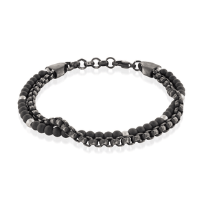 Onyx Double Beaded Chain Bracelet - Adina Eden's Jewels