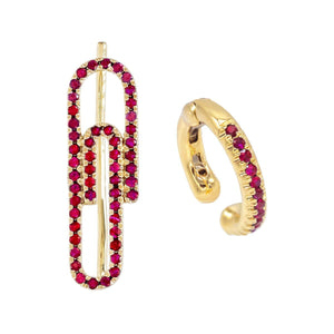 Magenta Diamond Paper Clip Combo Set 14K - Adina Eden's Jewels
