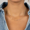  CZ Bezel X Paperclip Toggle Chain Necklace - Adina Eden's Jewels