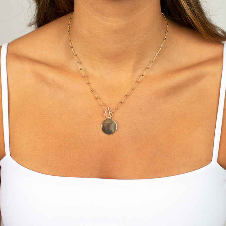  Solid Coin Ball Chain Toggle Necklace - Adina Eden's Jewels