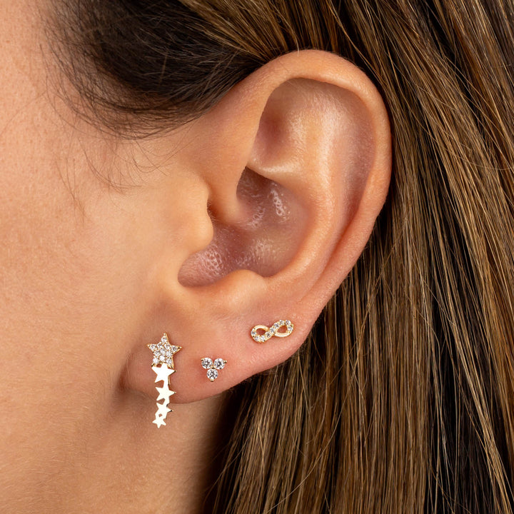  Mini Pavé x Solid Infinity Stud Earring 14K - Adina Eden's Jewels