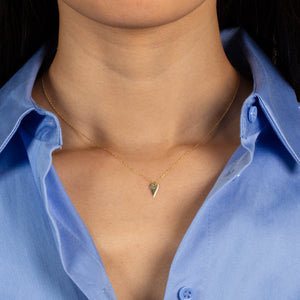  Elongated Solid Heart Necklace 14K - Adina Eden's Jewels