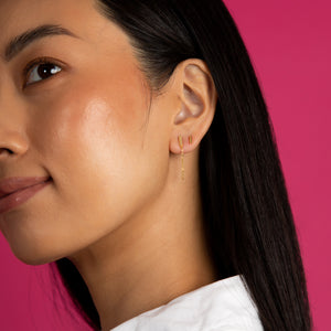  Tiny Solid Bar Front Back Chain Stud Earring - Adina Eden's Jewels