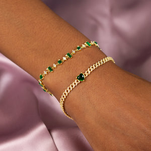  CZ Colored Heart Pave Baby Cuban Bracelet - Adina Eden's Jewels