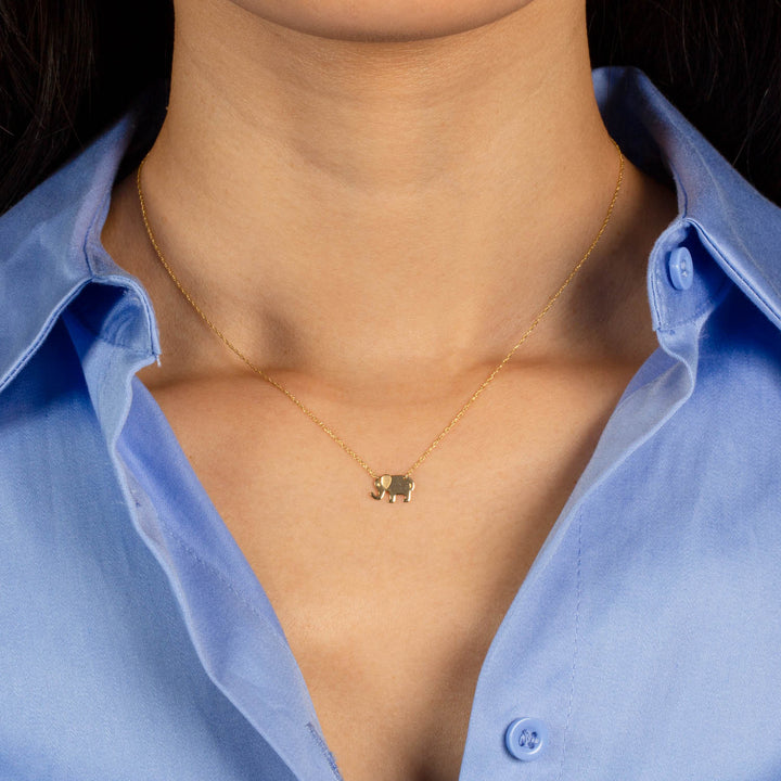  Mini Solid Elephant Necklace 14K - Adina Eden's Jewels