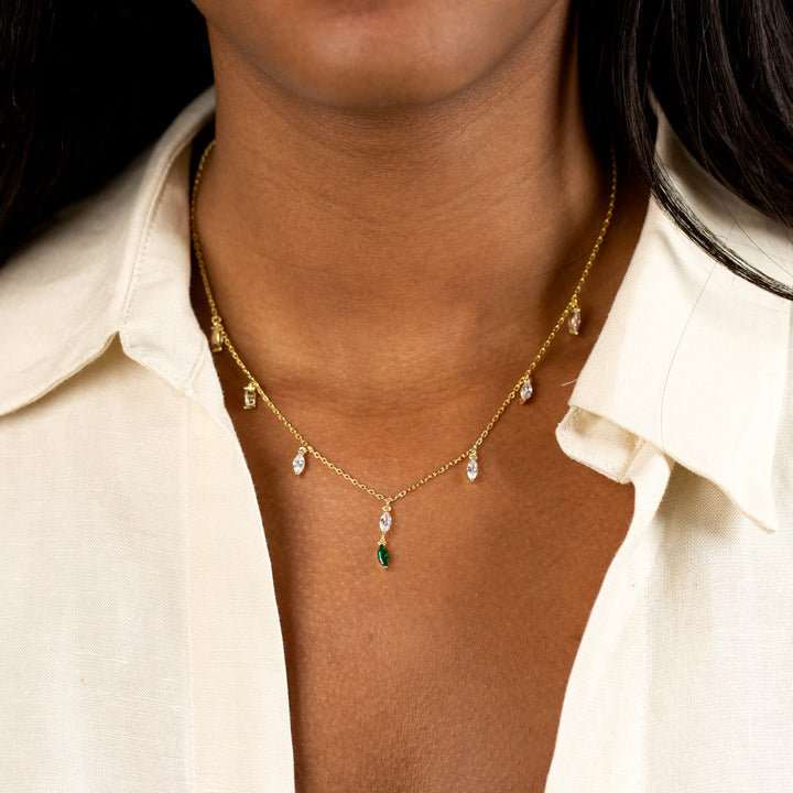  Dainty Colored Marquise Dangle Necklace - Adina Eden's Jewels