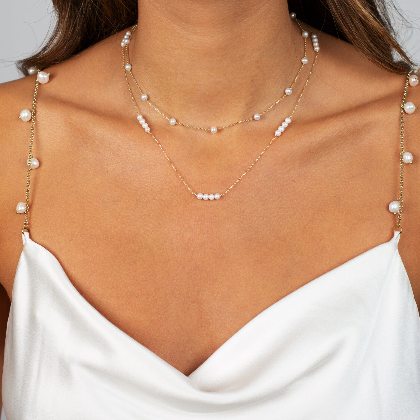 Cluster Chain Pearl Cluster Chain Necklace 14K | Adina Eden Jewels