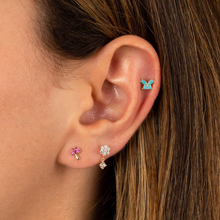  Tiny Mushroom Stud Earring 14K - Adina Eden's Jewels