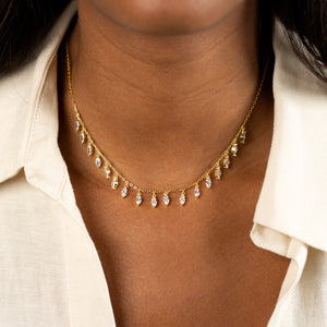  Multi CZ Marquise Dangle Necklace - Adina Eden's Jewels