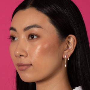  Freshwater Pearl Chain Drop Stud Earring - Adina Eden's Jewels