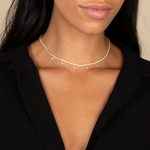  Dangling Multi Teardrop Tennis Choker - Adina Eden's Jewels