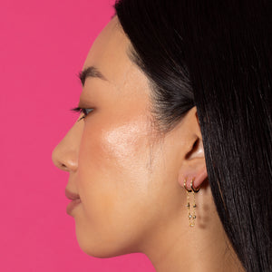  CZ Bezel Chain Double Huggie Earring - Adina Eden's Jewels