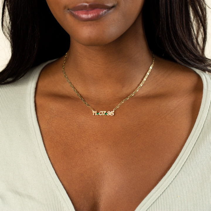  Colored Bezel Date Nameplate Necklace - Adina Eden's Jewels
