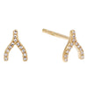14K Gold / Pair Diamond Wishbone Stud Earring 14K - Adina Eden's Jewels