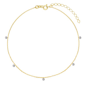 Gold Floating CZ Anklet - Adina Eden's Jewels
