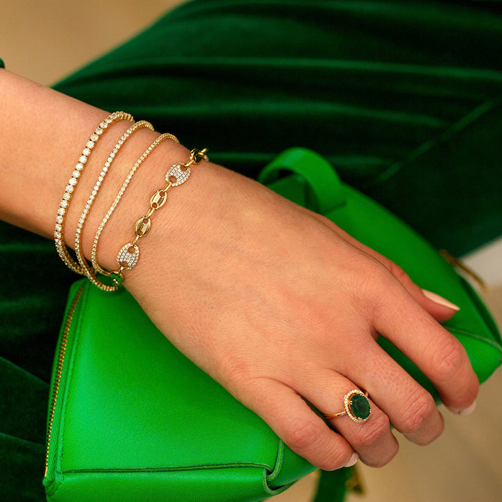  Pavé Diamond Mariner Chain Bracelet 18K - Adina Eden's Jewels