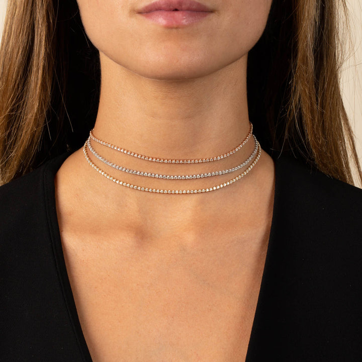  Thin Diamond Tennis Choker 14K - Adina Eden's Jewels