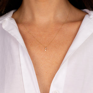  Diamond Double Bezel Drop Necklace 14K - Adina Eden's Jewels