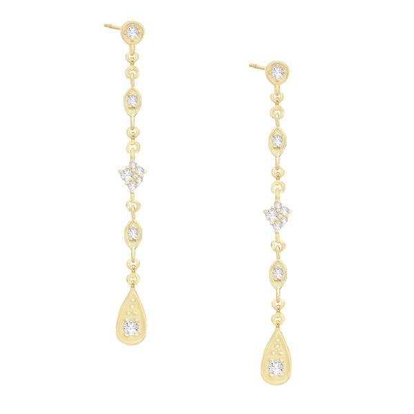 Gold CZ Multi Shape Drop Stud Earring - Adina Eden's Jewels
